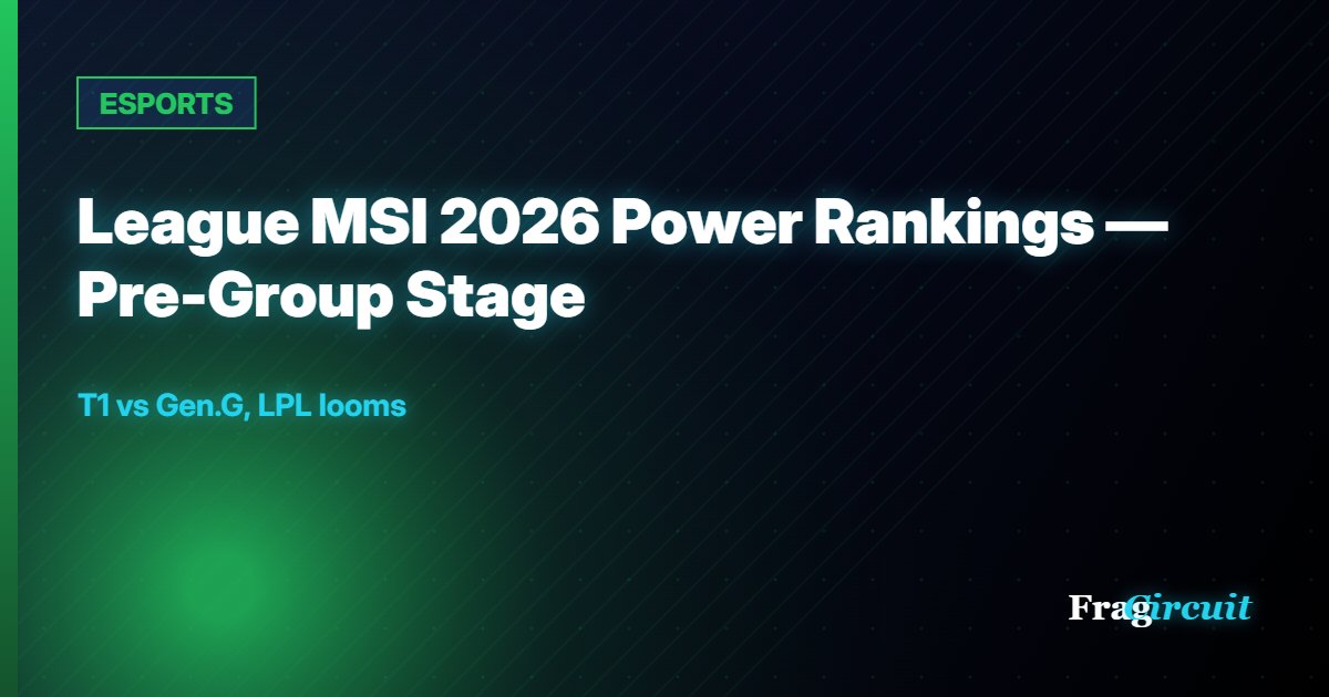 ESPORTS: League MSI 2026 Power Rankings — Pre-Group Stage